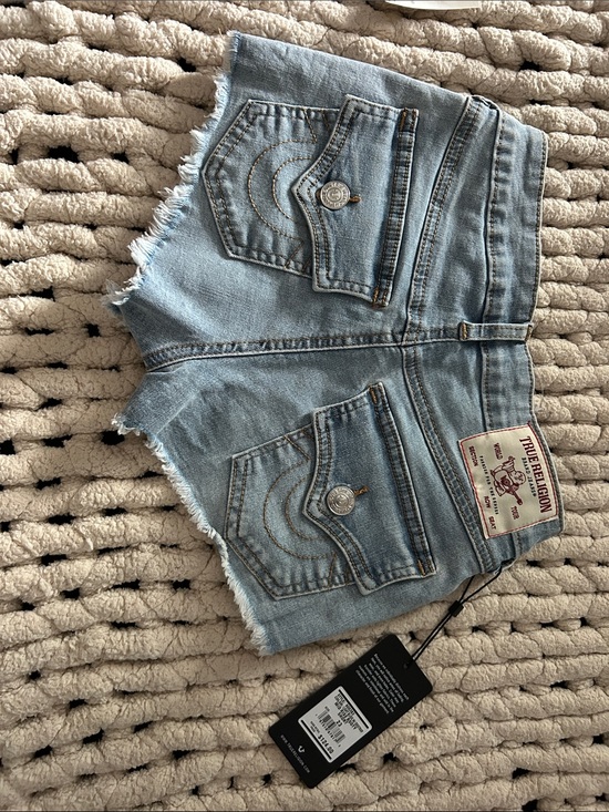 True Religion Pants - True Religion Light Wash Frayed Hem Denim Shorts- NEVER WORN- NWT